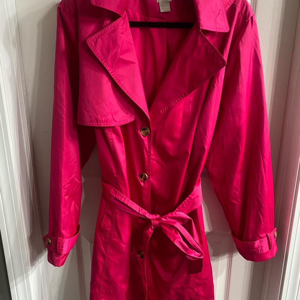 Chico's Vibrant Hot Pink Trench Coat with Tie Belt